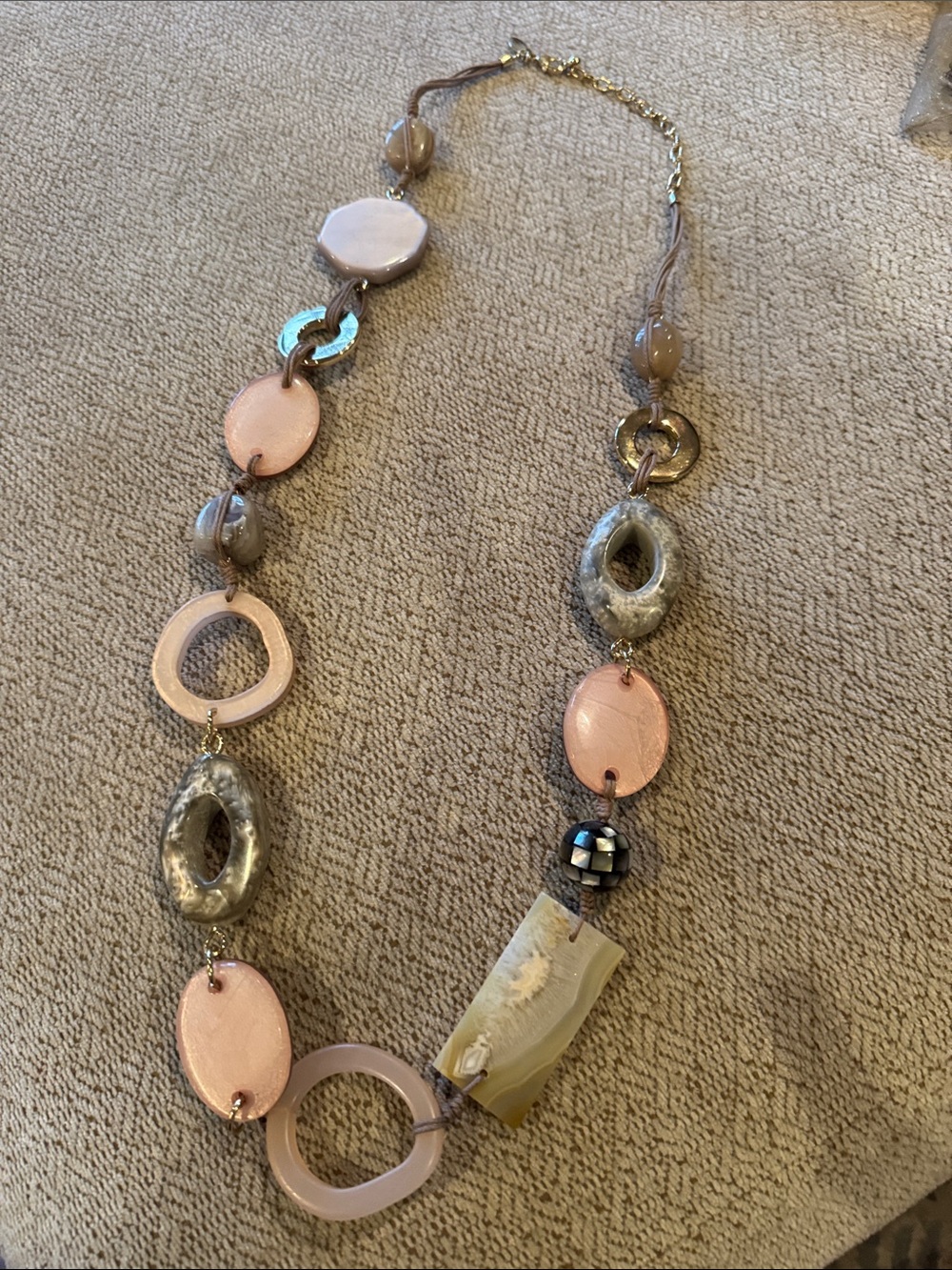 Chicos Neutral and Blush Mixed-Material Women’s Necklace